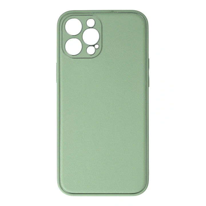 BFS  iPhone 12 Pro Kılıf Coco Deri Silikon Kapak - Açık Yeşil