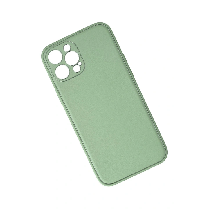 BFS  iPhone 12 Pro Kılıf Coco Deri Silikon Kapak - Açık Yeşil