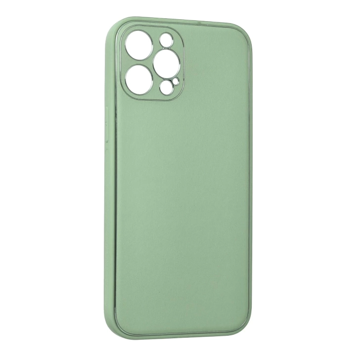 BFS  iPhone 12 Pro Kılıf Coco Deri Silikon Kapak - Açık Yeşil