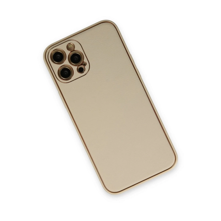 BFS  iPhone 12 Pro Kılıf Coco Deri Silikon Kapak - Gold