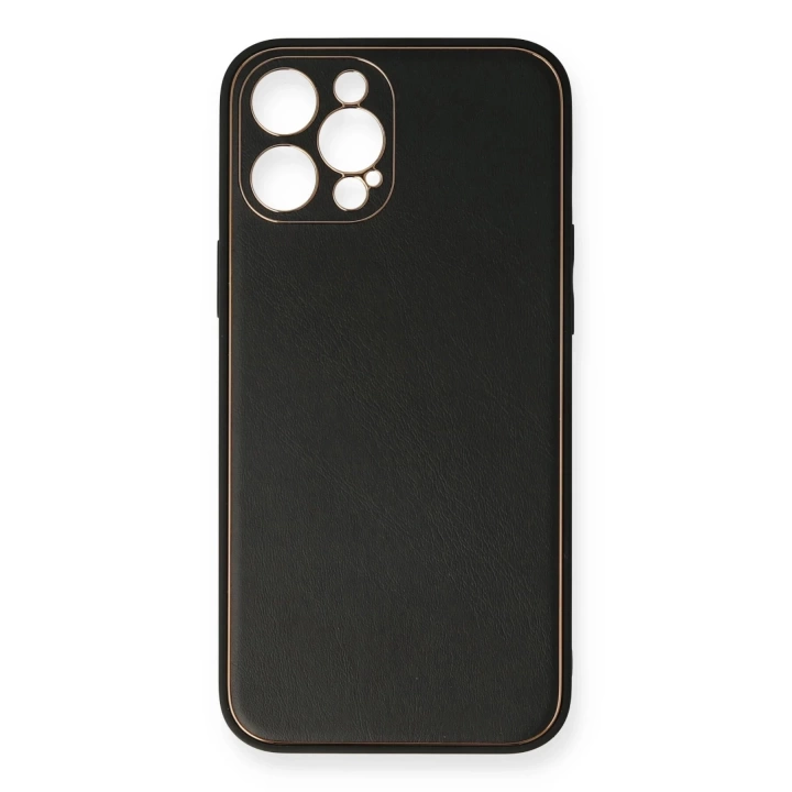 BFS  iPhone 12 Pro Kılıf Coco Deri Silikon Kapak - Siyah