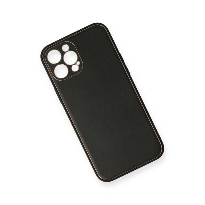 BFS  iPhone 12 Pro Kılıf Coco Deri Silikon Kapak - Siyah