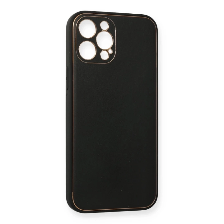 BFS  iPhone 12 Pro Kılıf Coco Deri Silikon Kapak - Siyah