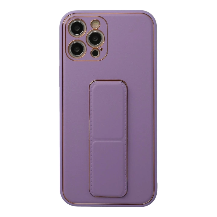 BFS  iPhone 12 Pro Kılıf Coco Deri Standlı Kapak - Lila