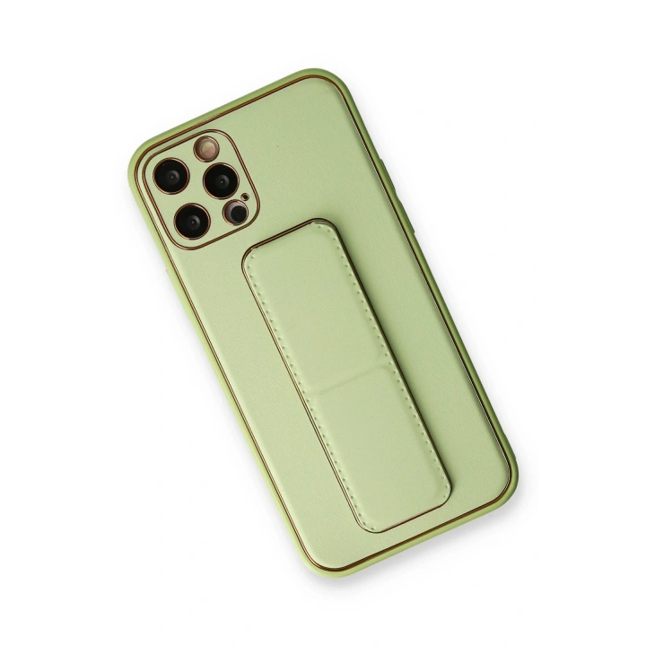 BFS  iPhone 12 Pro Kılıf Coco Deri Standlı Kapak - Su Yeşili