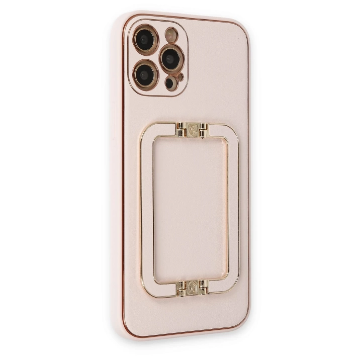 BFS  iPhone 12 Pro Kılıf Coco Elit Kapak - Pudra