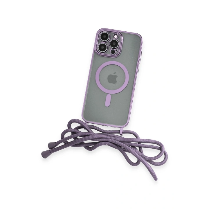 BFS  iPhone 12 Pro Kılıf Divo Lazer Askılı Magsafe Kapak - Lila