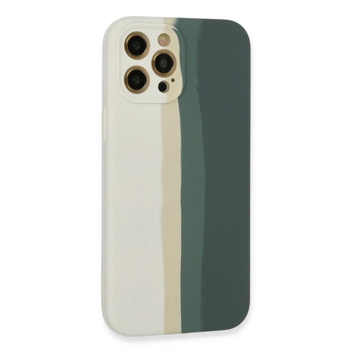 BFS  iPhone 12 Pro Kılıf Ebruli Lansman Silikon - Beyaz-Gri