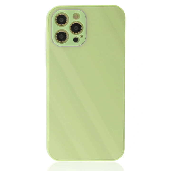 BFS  iPhone 12 Pro Kılıf Glass Kapak - Açık Yeşil