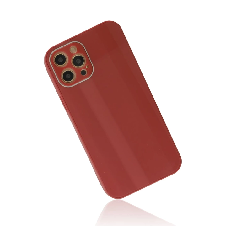 BFS  iPhone 12 Pro Kılıf Glass Kapak - Bordo