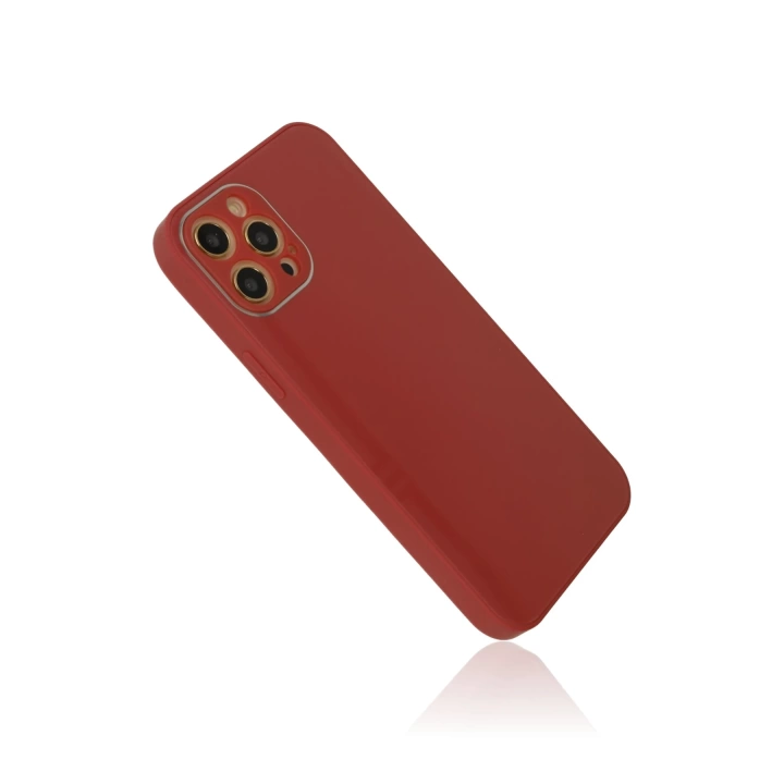 BFS  iPhone 12 Pro Kılıf Glass Kapak - Bordo