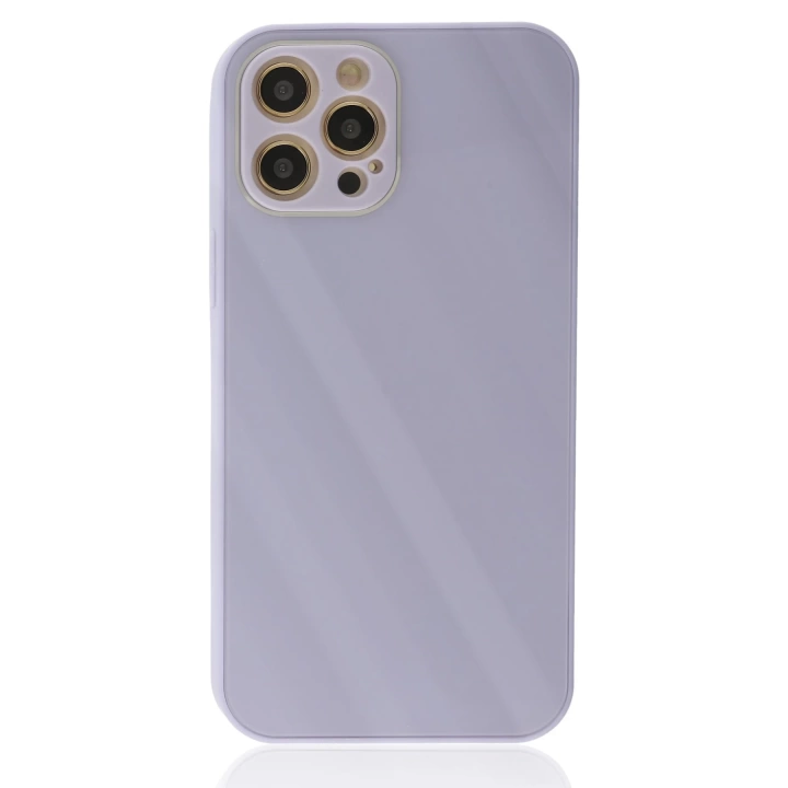 BFS  iPhone 12 Pro Kılıf Glass Kapak - Lila