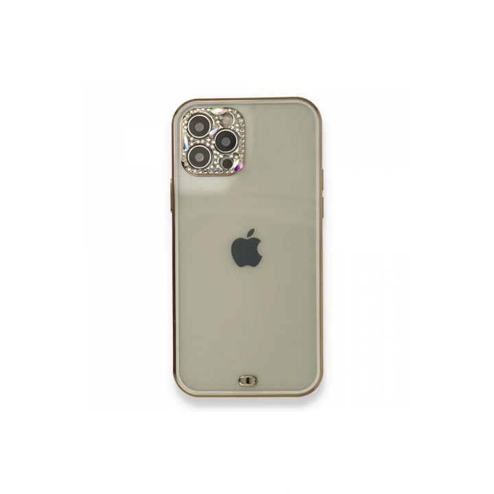 BFS  iPhone 12 Pro Kılıf Liva Taşlı Silikon - Beyaz