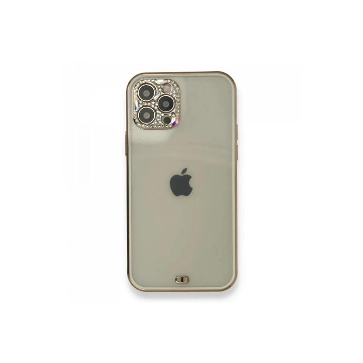 BFS  iPhone 12 Pro Kılıf Liva Taşlı Silikon - Beyaz