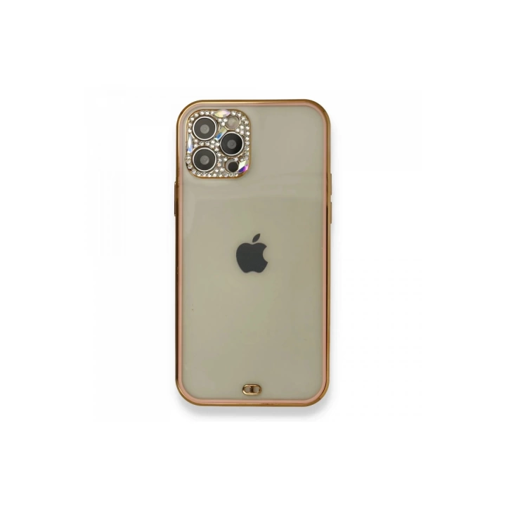 BFS  iPhone 12 Pro Kılıf Liva Taşlı Silikon - Pembe