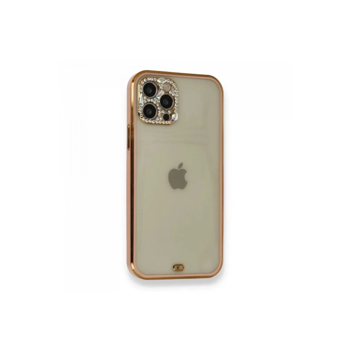 BFS  iPhone 12 Pro Kılıf Liva Taşlı Silikon - Pembe