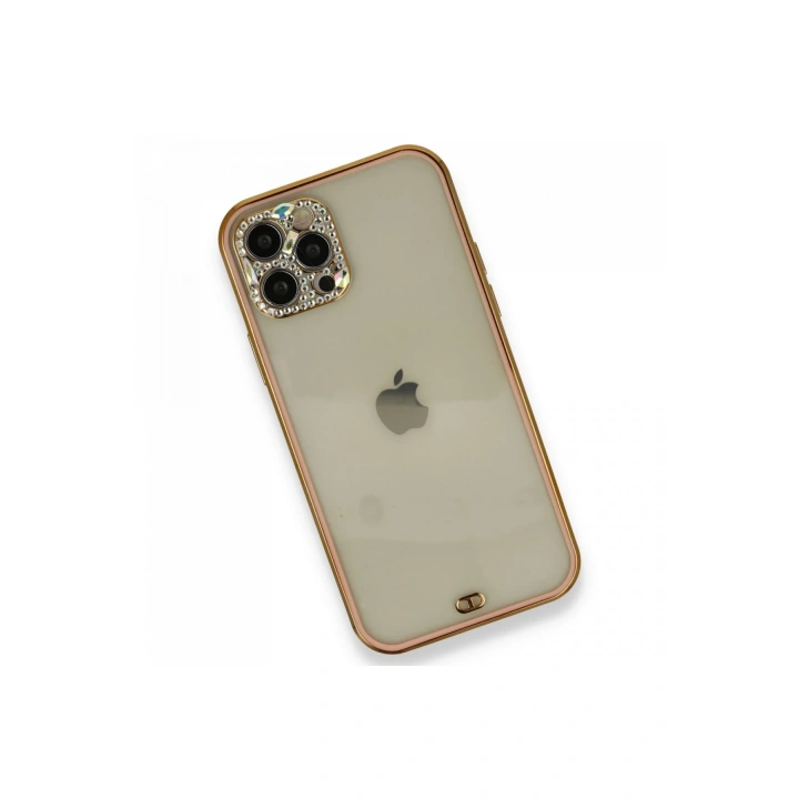 BFS  iPhone 12 Pro Kılıf Liva Taşlı Silikon - Pembe