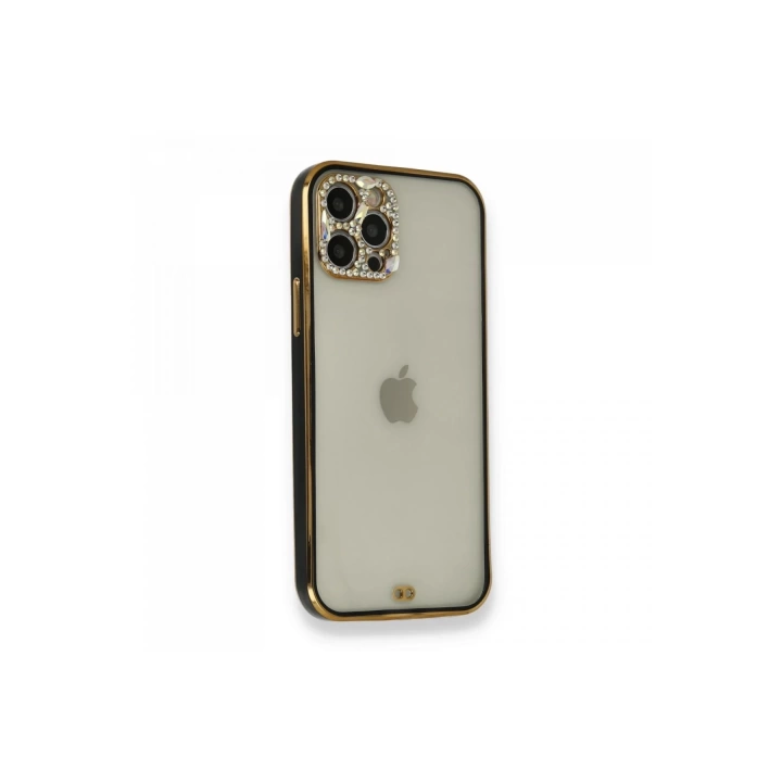 BFS  iPhone 12 Pro Kılıf Liva Taşlı Silikon - Siyah