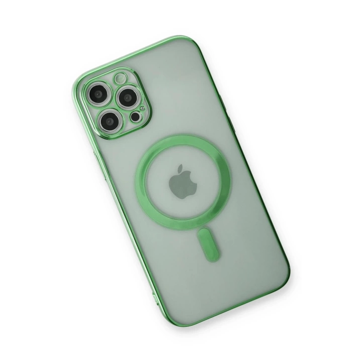 BFS  iPhone 12 Pro Kılıf Magneticsafe Lazer Silikon - Haki Yeşil