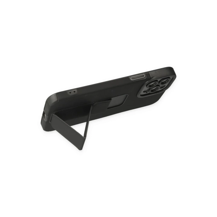 BFS  iPhone 12 Pro Kılıf Mega Standlı Silikon - Siyah