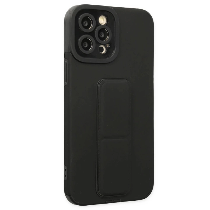 BFS  iPhone 12 Pro Kılıf Mega Standlı Silikon - Siyah