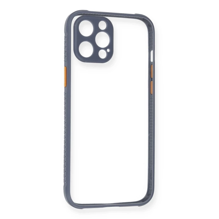 BFS  iPhone 12 Pro Kılıf Miami Şeffaf Silikon - Gri