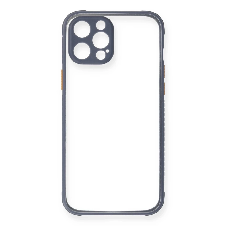 BFS  iPhone 12 Pro Kılıf Miami Şeffaf Silikon - Gri