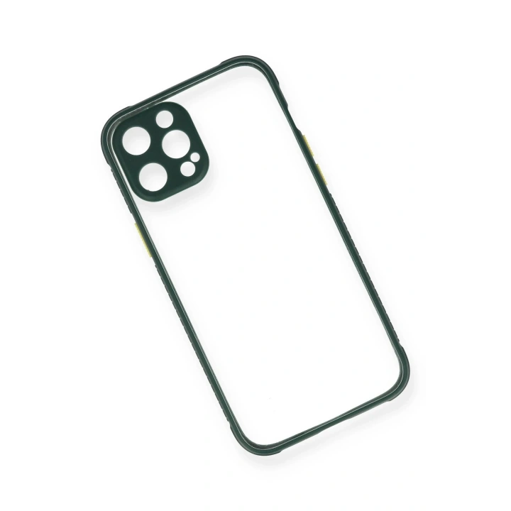 BFS iPhone 12 Pro Kılıf Miami Şeffaf Silikon - Koyu Yeşil