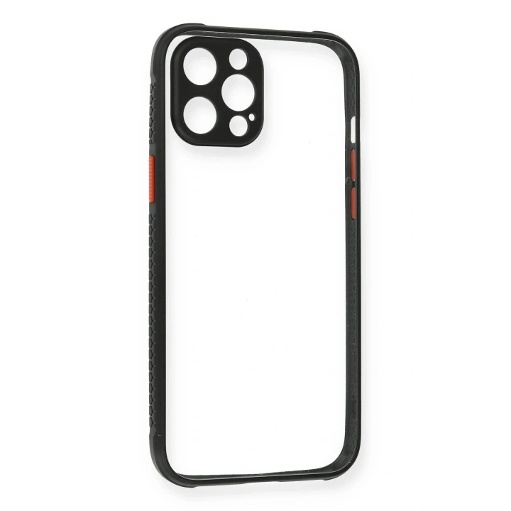 BFS iPhone 12 Pro Kılıf Miami Şeffaf Silikon - Siyah