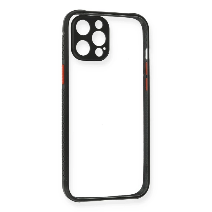 BFS  iPhone 12 Pro Kılıf Miami Şeffaf Silikon - Siyah