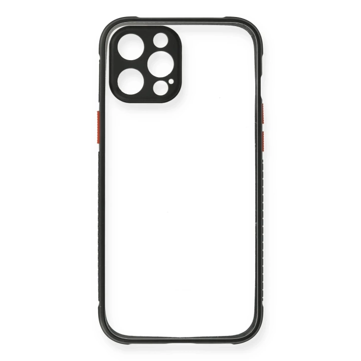 BFS  iPhone 12 Pro Kılıf Miami Şeffaf Silikon - Siyah