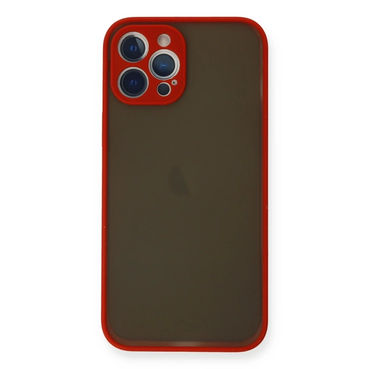 BFS  iPhone 12 Pro Kılıf Montreal Silikon Kapak - Kırmızı