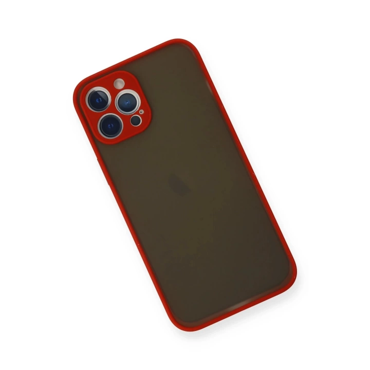 BFS  iPhone 12 Pro Kılıf Montreal Silikon Kapak - Kırmızı