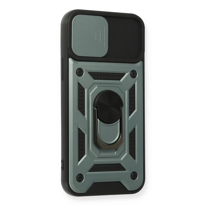 BFS  iPhone 12 Pro Kılıf Pars Lens Yüzüklü Silikon - Yeşil