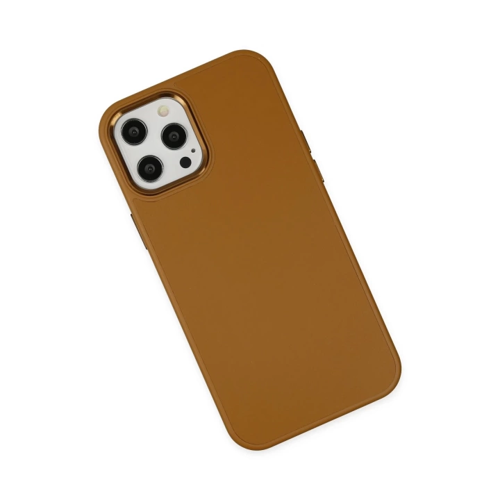 BFS  iPhone 12 Pro Max Kılıf Asya Deri Silikon - Kahverengi