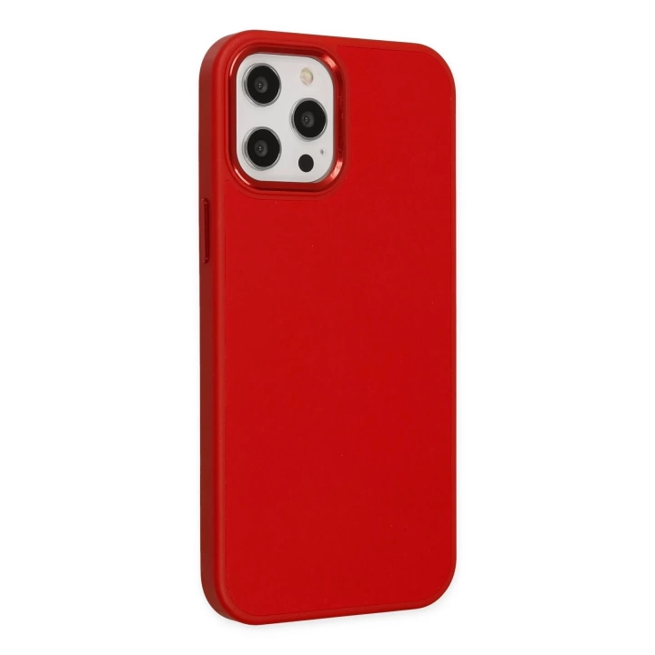 BFS  iPhone 12 Pro Max Kılıf Asya Deri Silikon - Kırmızı