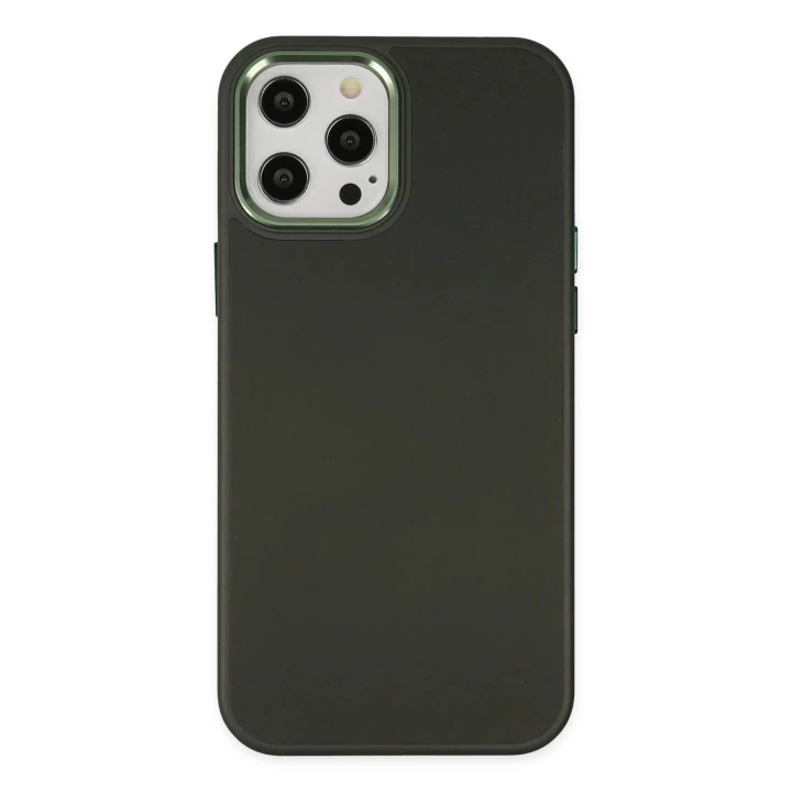BFS  iPhone 12 Pro Max Kılıf Asya Deri Silikon - Koyu Yeşil