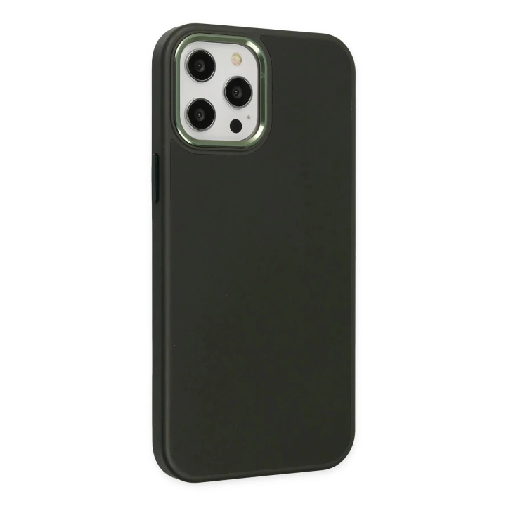 BFS  iPhone 12 Pro Max Kılıf Asya Deri Silikon - Koyu Yeşil