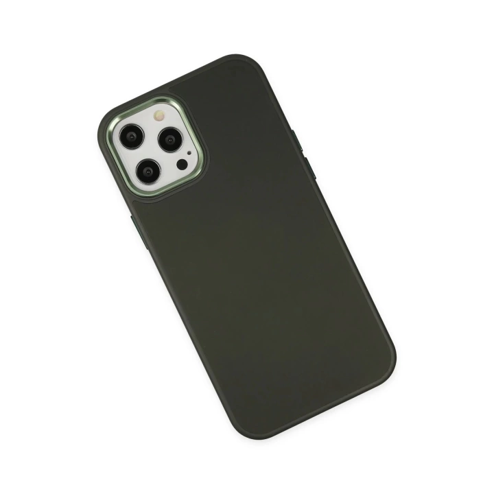 BFS  iPhone 12 Pro Max Kılıf Asya Deri Silikon - Koyu Yeşil