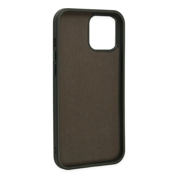BFS  iPhone 12 Pro Max Kılıf Asya Deri Silikon - Koyu Yeşil