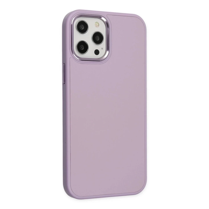 BFS  iPhone 12 Pro Max Kılıf Asya Deri Silikon - Lila