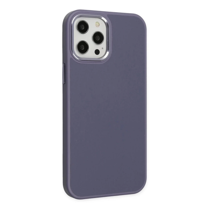 BFS  iPhone 12 Pro Max Kılıf Asya Deri Silikon - Mor