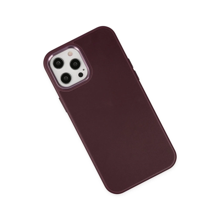 BFS  iPhone 12 Pro Max Kılıf Asya Deri Silikon - Mürdüm