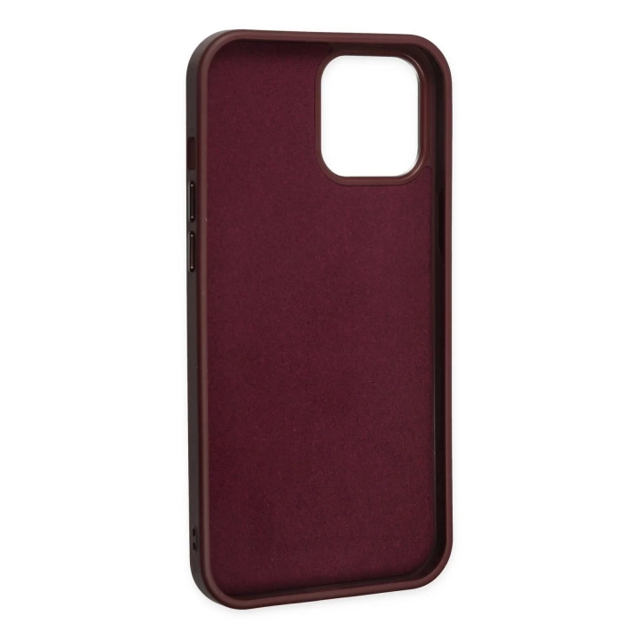 BFS  iPhone 12 Pro Max Kılıf Asya Deri Silikon - Mürdüm