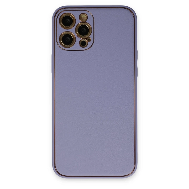 BFS  iPhone 12 Pro Max Kılıf Coco Deri Silikon Kapak - Açık Lila