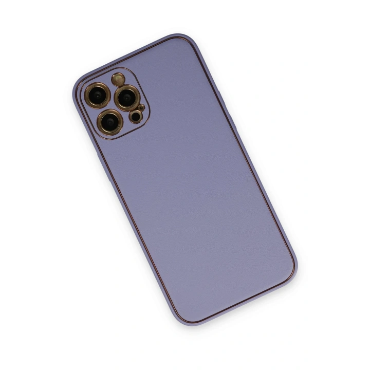 BFS  iPhone 12 Pro Max Kılıf Coco Deri Silikon Kapak - Açık Lila