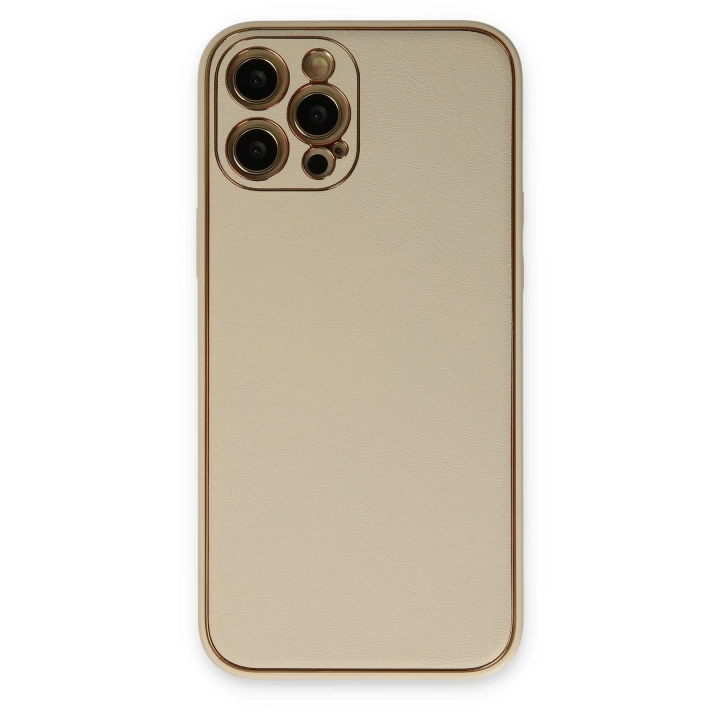 BFS  iPhone 12 Pro Max Kılıf Coco Deri Silikon Kapak - Gold