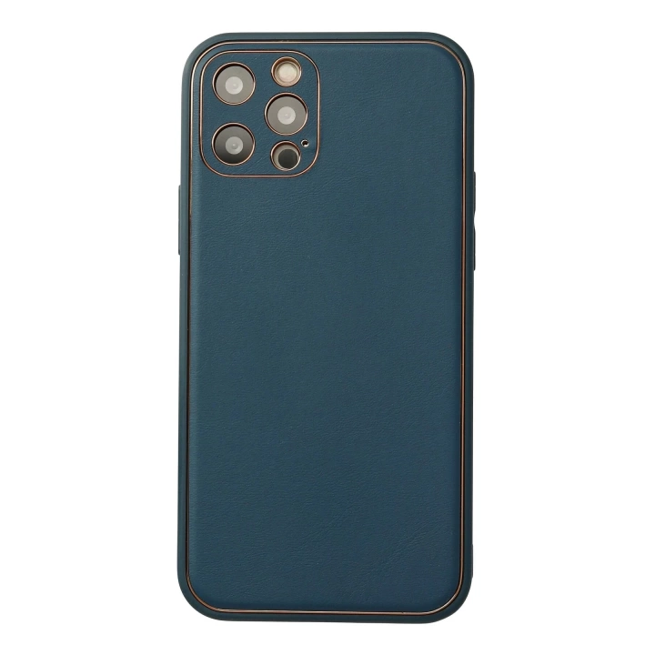 BFS  iPhone 12 Pro Max Kılıf Coco Deri Silikon Kapak - Mavi