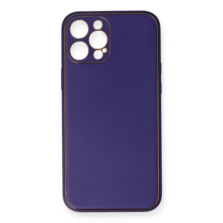 BFS  iPhone 12 Pro Max Kılıf Coco Deri Silikon Kapak - Mor