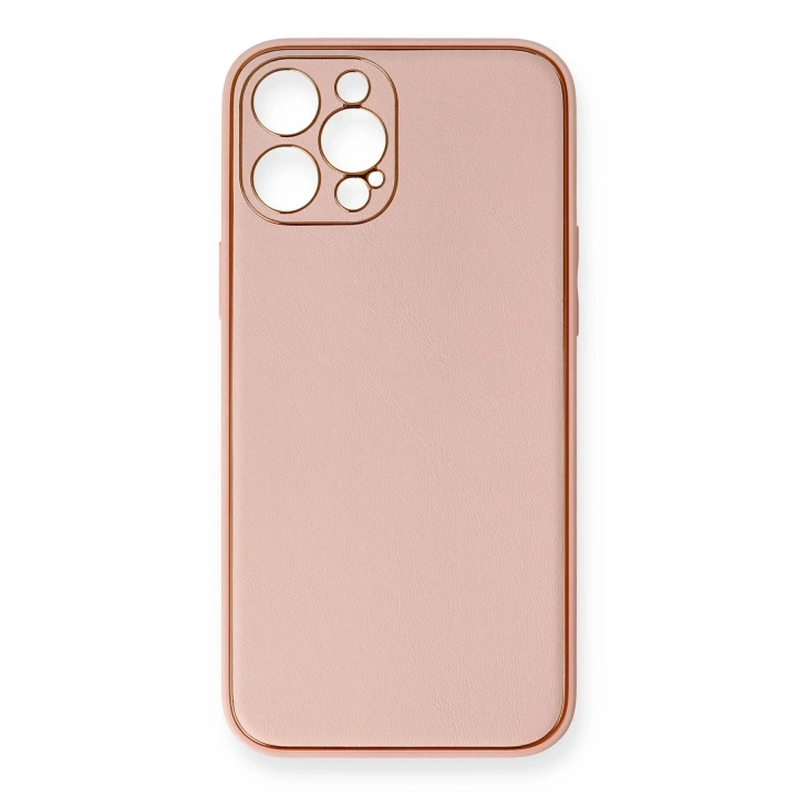 BFS  iPhone 12 Pro Max Kılıf Coco Deri Silikon Kapak - Pembe